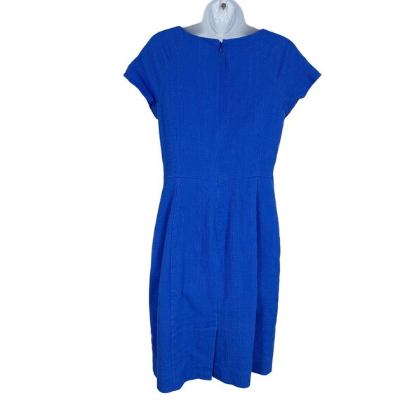 J. Crew Womens Royal Blue Basketweave Short Sleeve Dress Size 8 - Picture 3 of 7